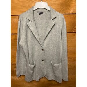 J Crew Mercantile Gray Knit Blazer Jacket Cardigan Button Front Pockets XL Cottn